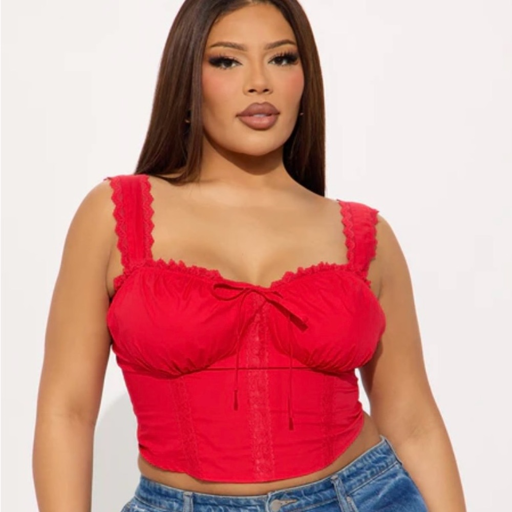 Fashion Nova Red Lace Crop Top